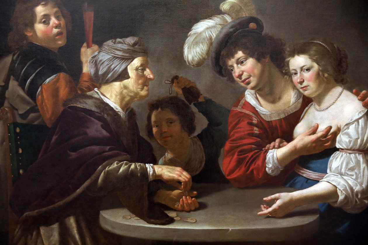 O intermediário, detalhe, c. 1625-30 de Jan van Bijlert or Bylert