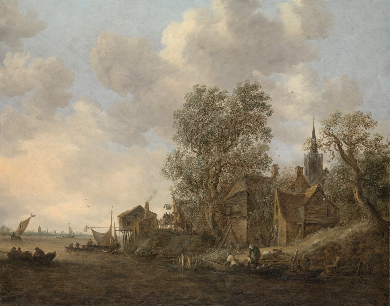 Vista, de, um, vila, ligado, um, rio de Jan Josephsz van Goyen