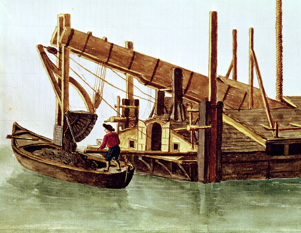 Dragagem de um canal (caneta, tinta e wc no papel) de Jan van Grevenbroeck
