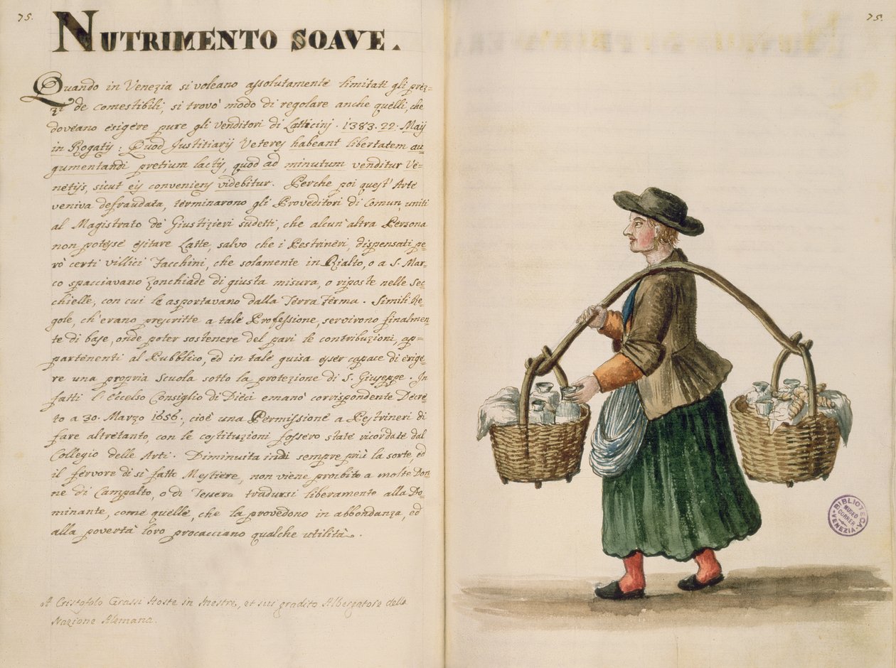 Vendedor de bebidas, veneziano (manuscrito) de Jan van Grevenbroeck