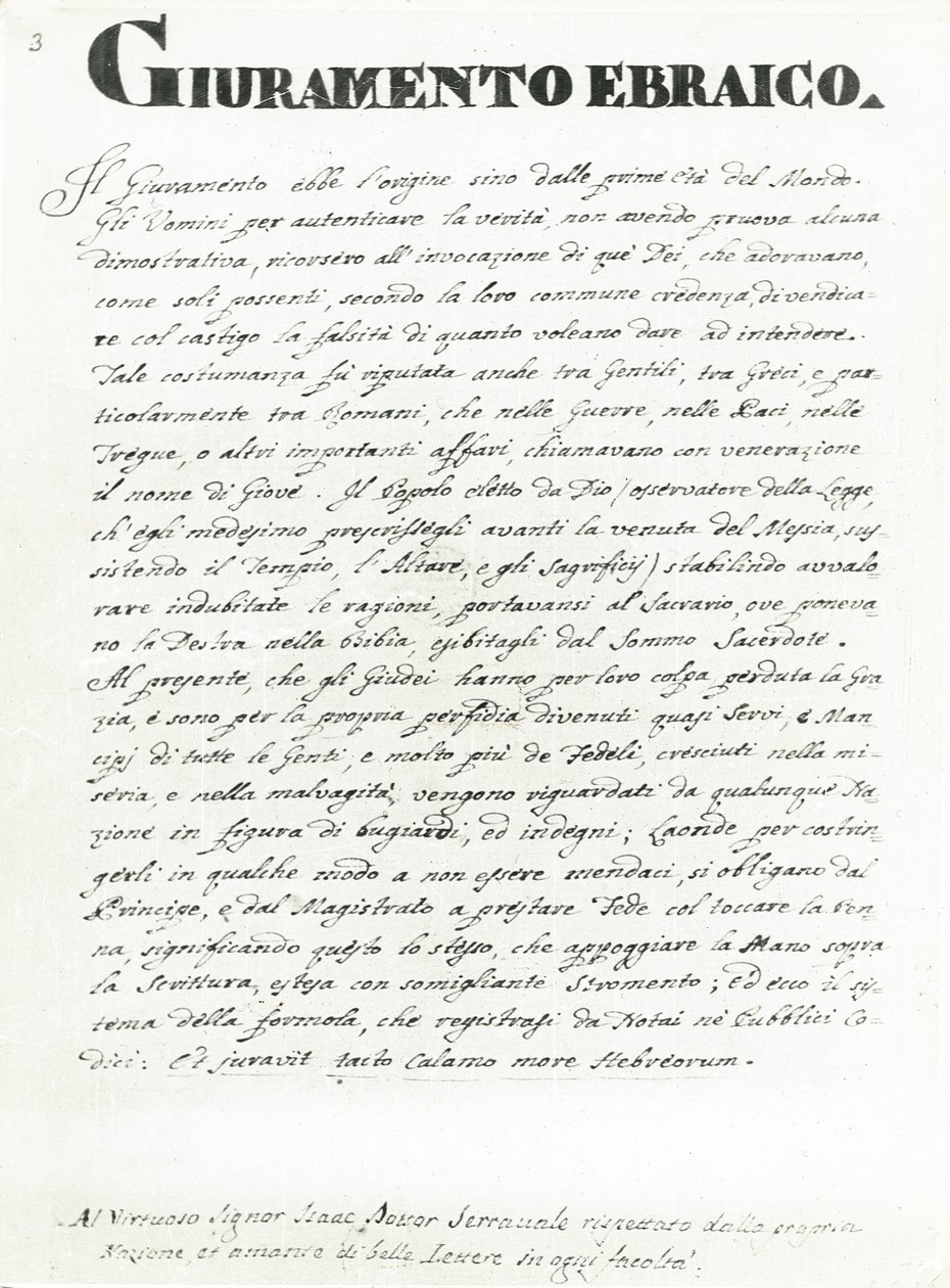 Juramento judeu, página de &39;Gli abiti dei Veneziani&39; (tinta sobre papel) (ver 188184 para ilustração) de Jan van Grevenbroeck