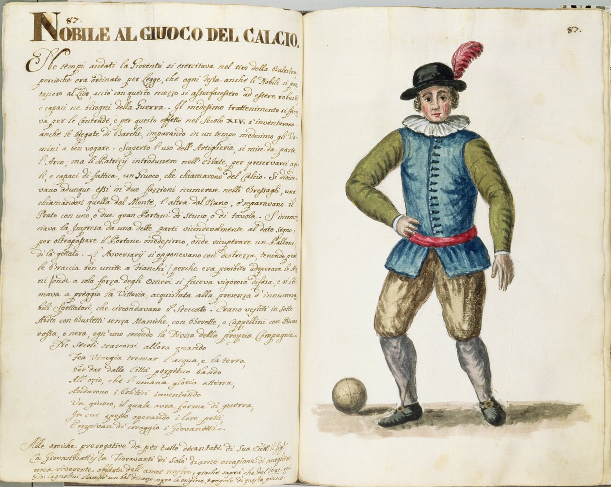 Nobre jogando futebol, veneziano (manuscrito) de Jan van Grevenbroeck