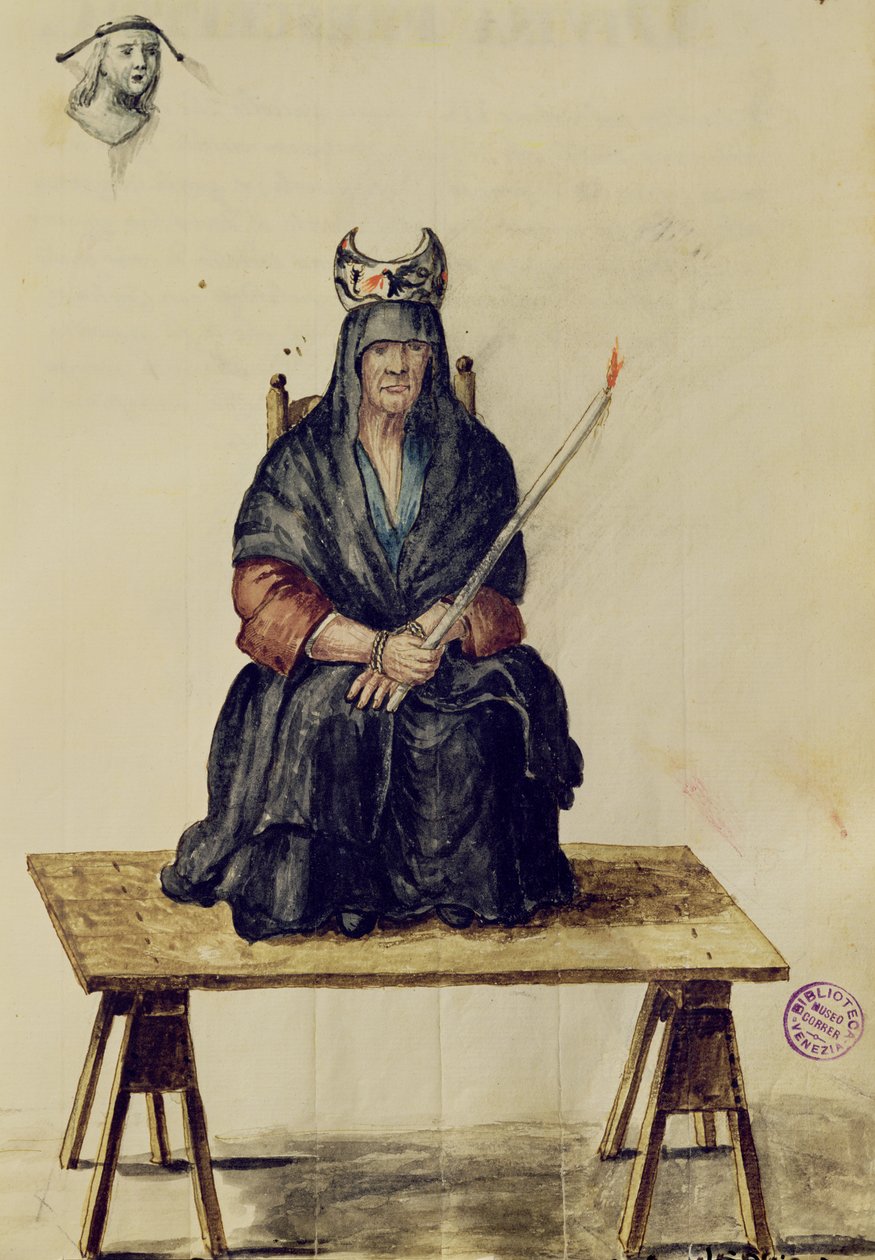 Punição de uma feiticeira (caneta e tinta no papel) de Jan van Grevenbroeck