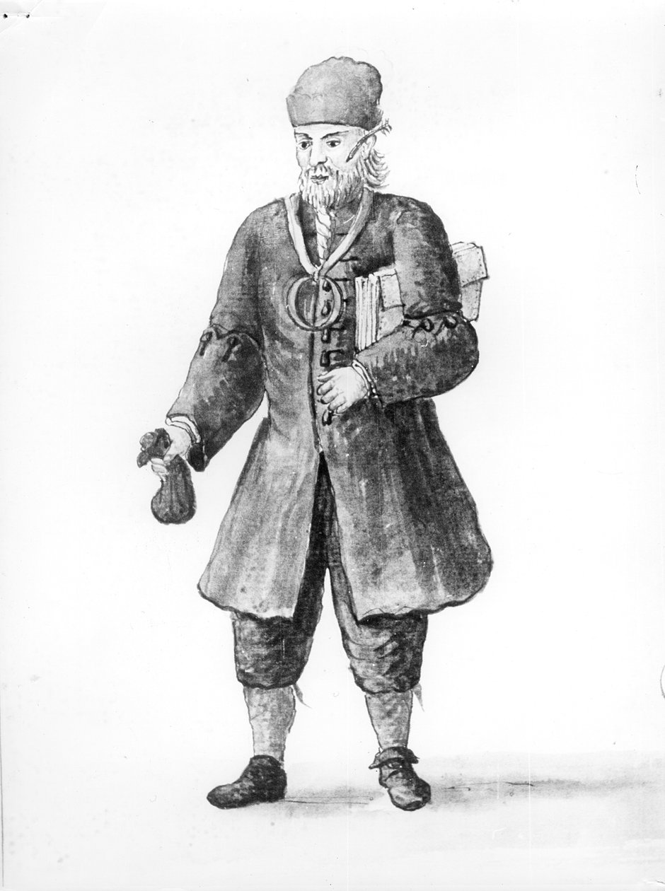 O homem judeu, Marco Alpron, de &39;Gli abiti dei Veneziani&39; (ver 188190 para acompanhar o texto) de Jan van Grevenbroeck