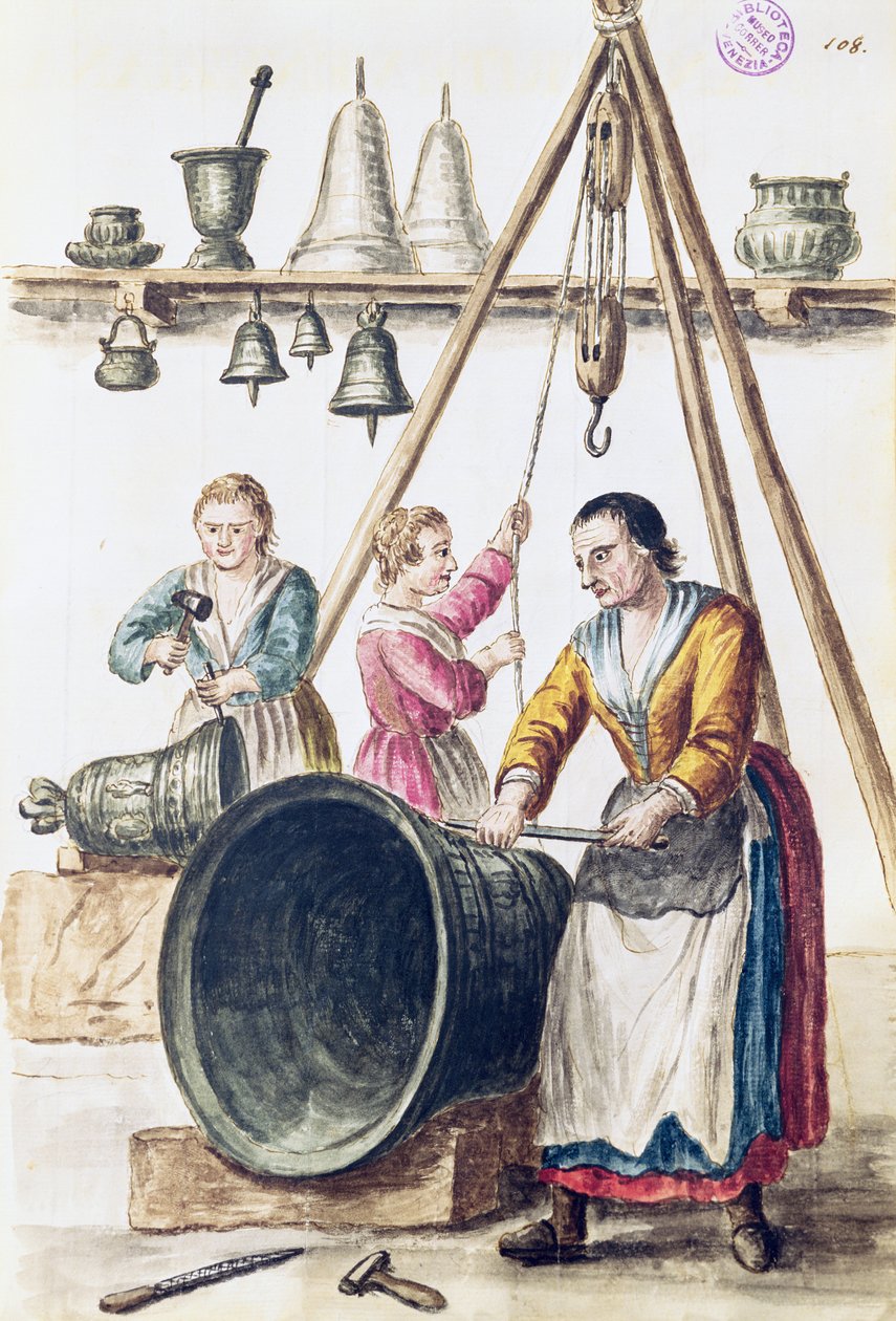 Venetian Bellmaker&39;s Shop (caneta e tinta sobre papel) de Jan van Grevenbroeck