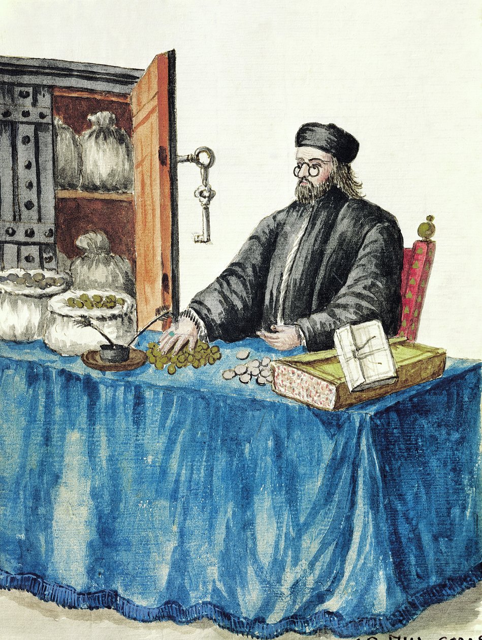 Prestamista veneziano, a partir de um livro ilustrado de trajes de Jan van Grevenbroeck
