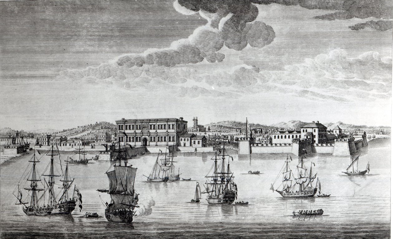 Bombaim na costa de Malabar, pertencente à Companhia das Índias Orientais da Inglaterra, 1754 de Jan van Ryne