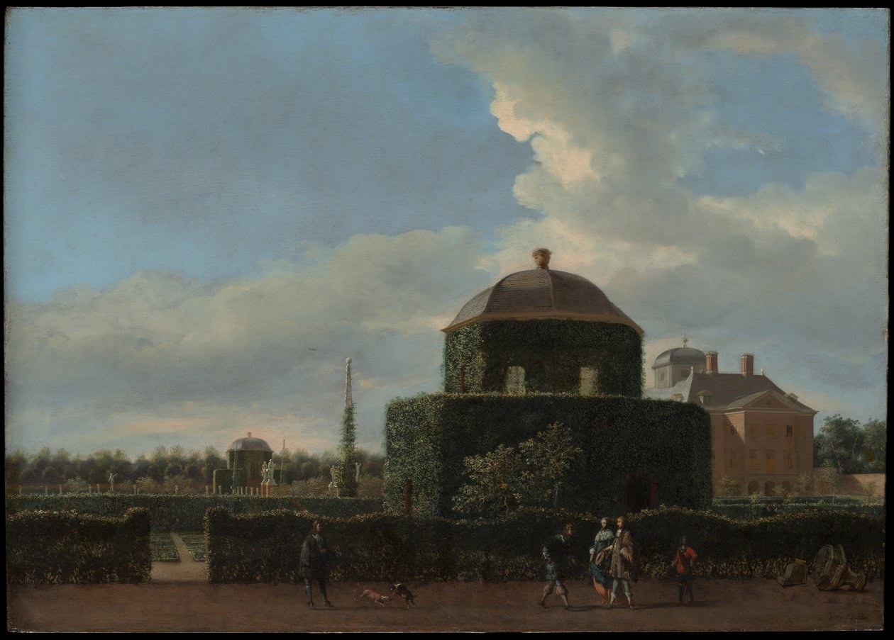 O Huis ten Bosch em Haia e seu jardim formal (vista do leste) de Jan van der Heyden