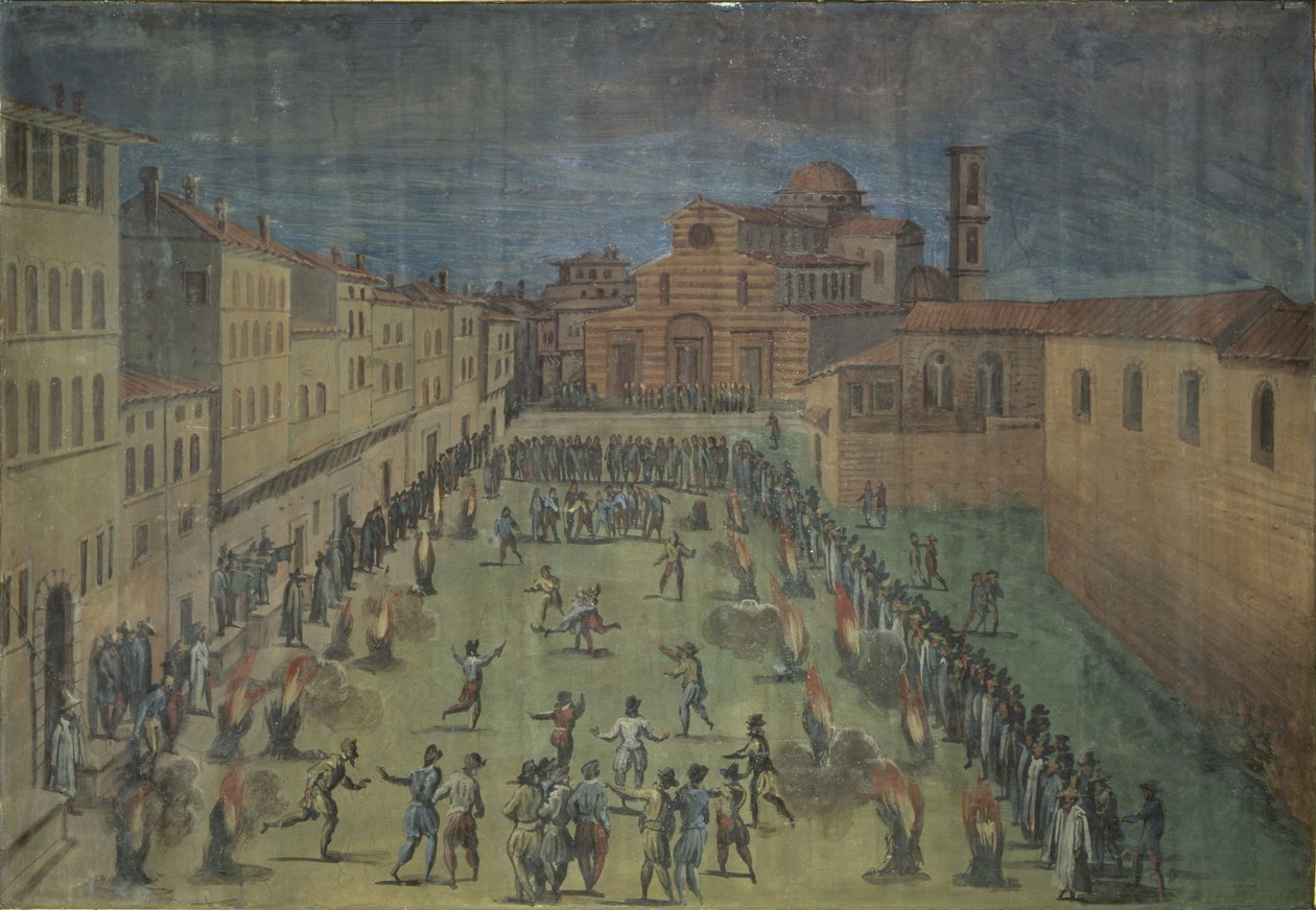 Um festival público na Piazza Santo Spirito, Florença, 1555 de Jan van der Straet