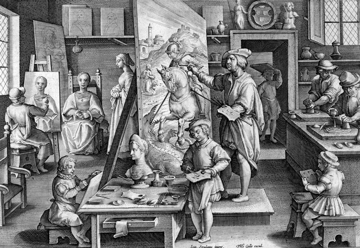 Cor Olivi, prato 14 de &39;Nova Reperta&39;, gravado por Philip Galle, c.1580-1605 de Jan van der Straet