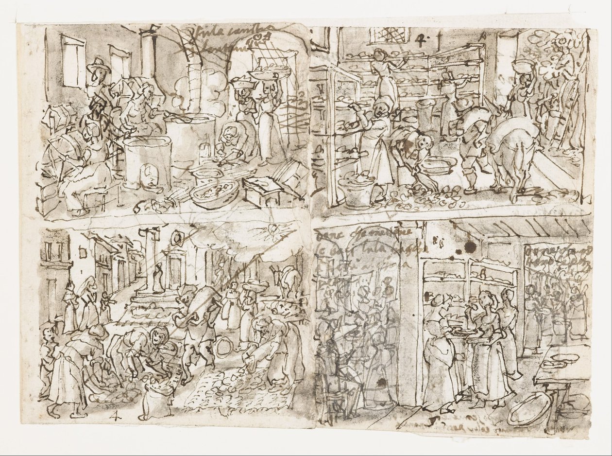 Quatro Cenas da Série Sericulture de Jan van der Straet