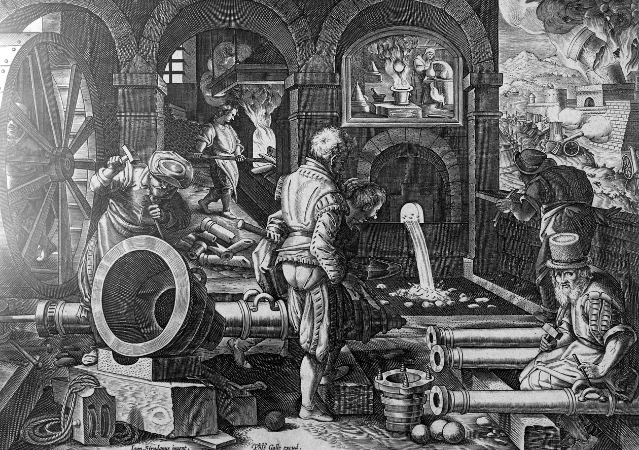 Pó, placa 3 &39;de Nova Reperta&39; gravada pela Philips Galle, c.1580-1605 de Jan van der Straet