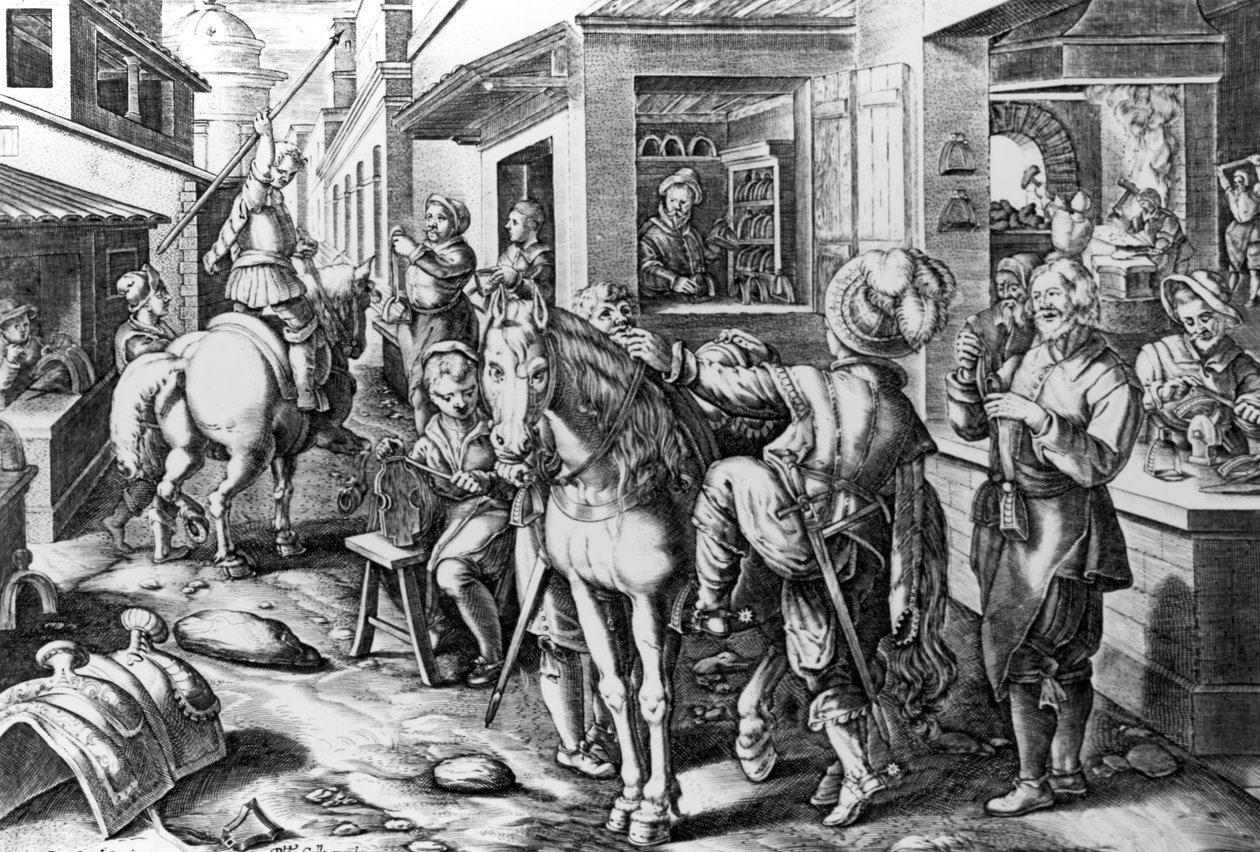 Staphae, Sive Stapedes, prato 9 de &39;Nova Reperta&39;, gravado por Philip Galle, c.1580-1605 de Jan van der Straet
