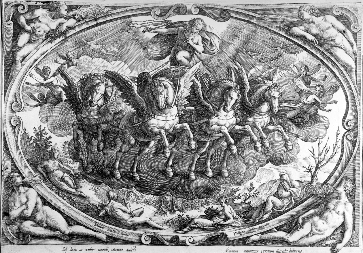 As quatro estações, gravadas por Philip Galle, c.1580 de Jan van der Straet