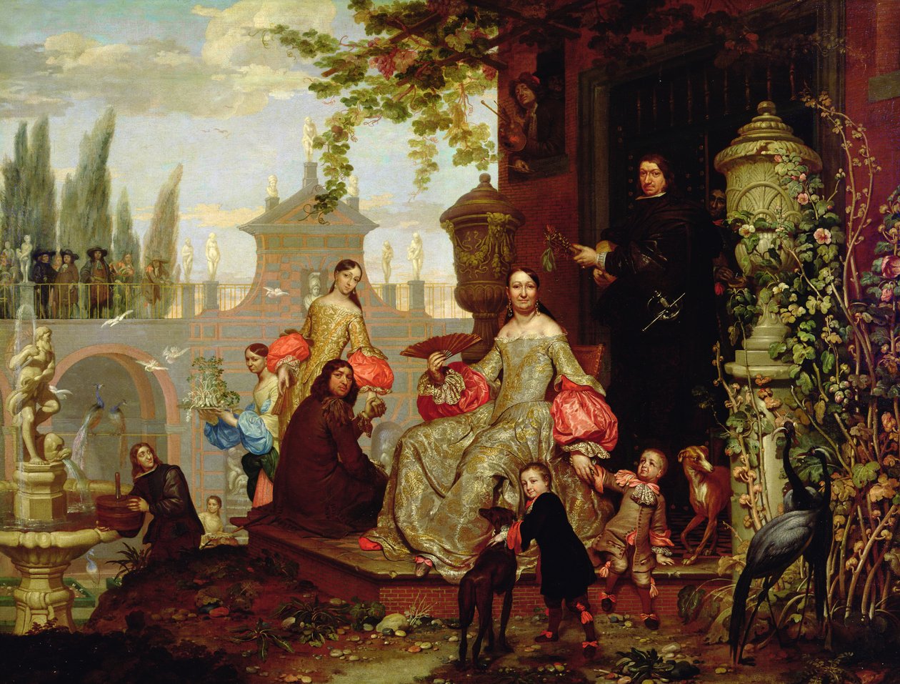 Retrato de uma família em um jardim, 1680 de Jan van the Younger Kessel