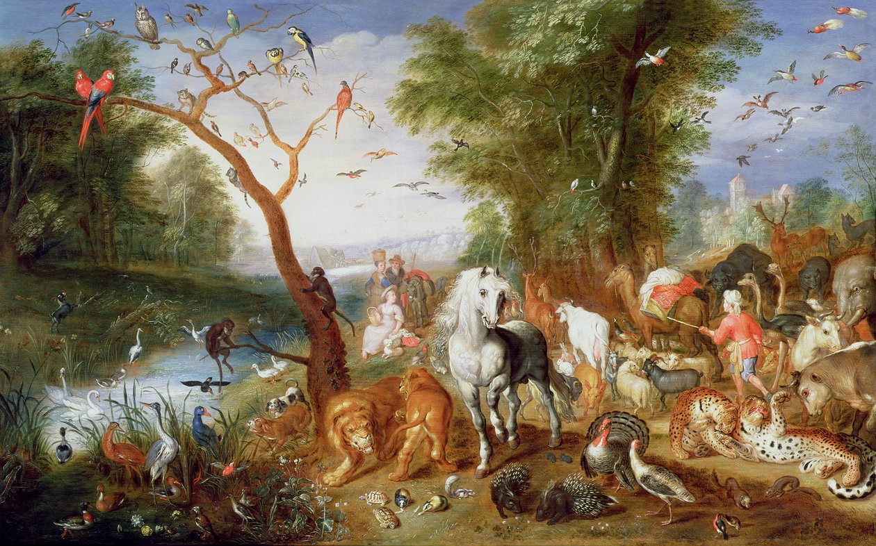 Os animais que entram na arca de Noé (painel) de Jan van the Younger Kessel