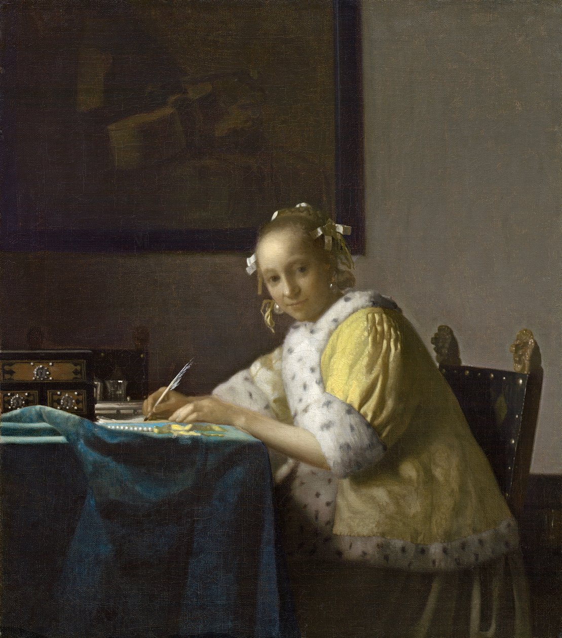 A Lady Writing, c. 1665 (óleo sobre tela) de Johannes Vermeer