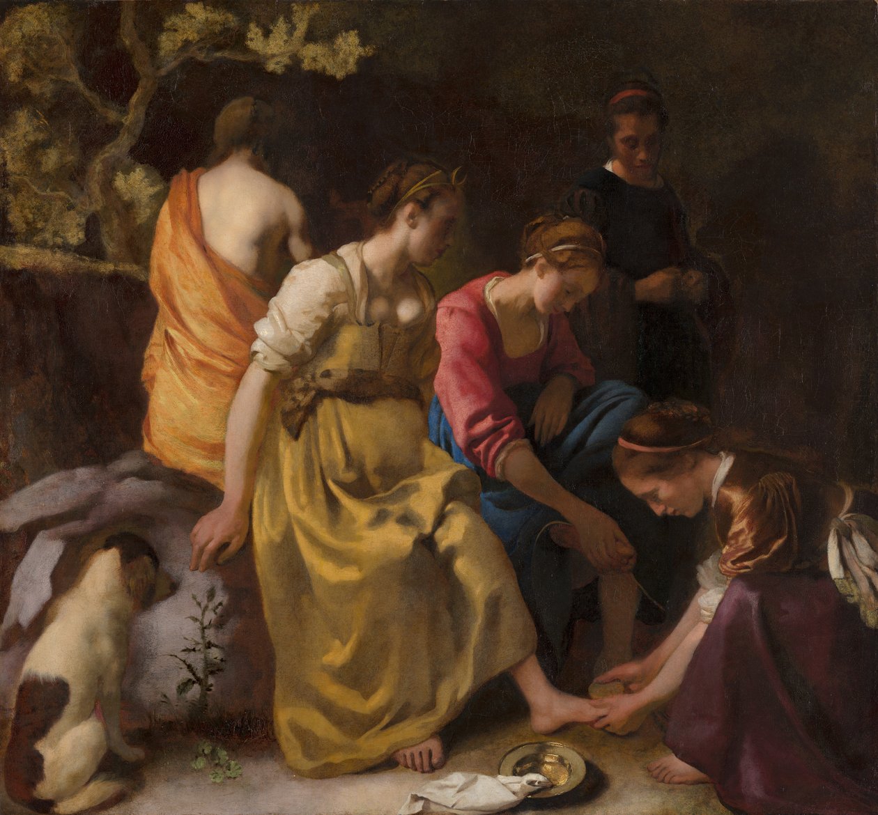 Diana e seus companheiros, c.1655-56 (óleo sobre tela) de Johannes Vermeer