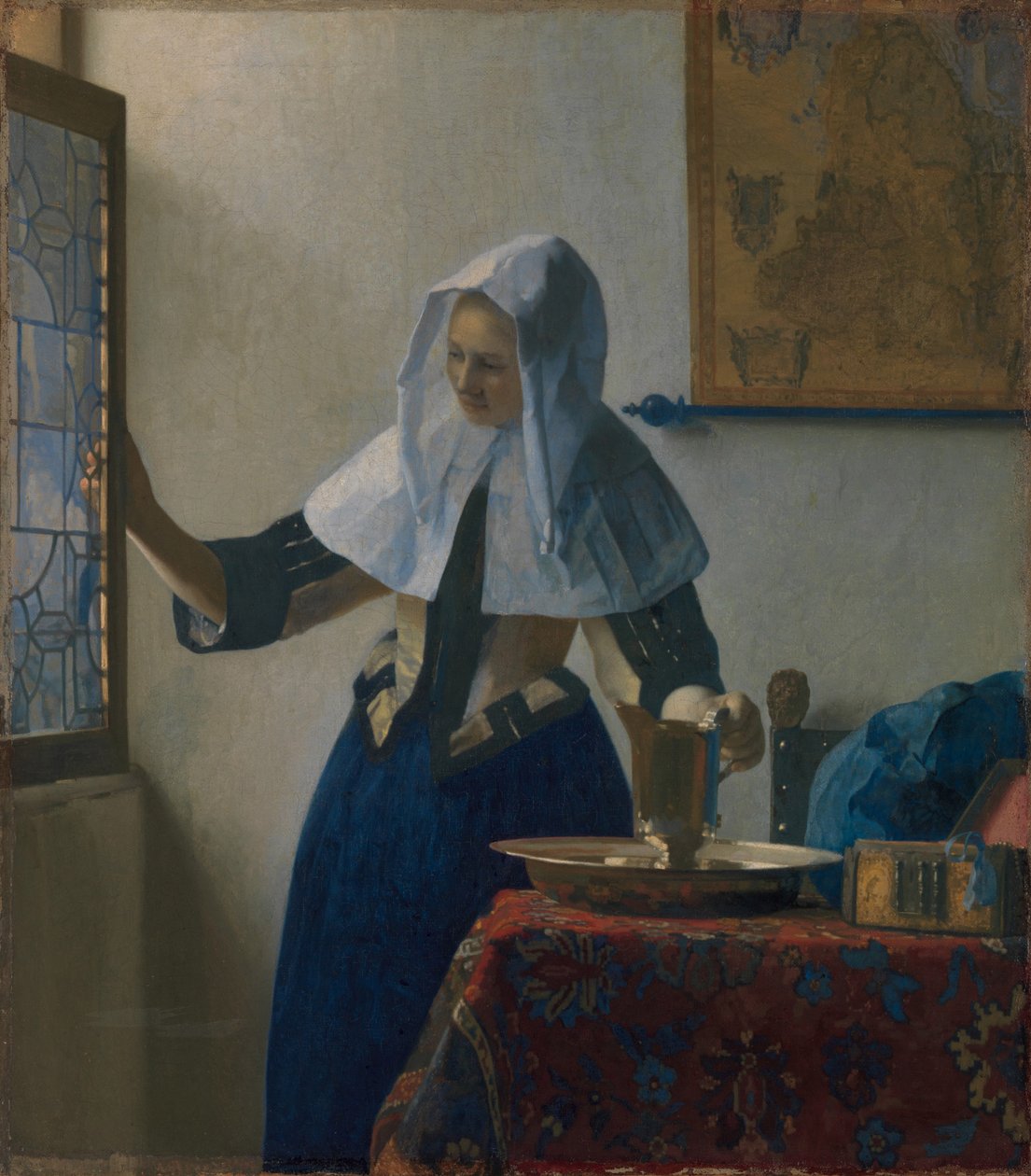 Mulher jovem com um jarro de água, c.1662 (óleo sobre tela) de Johannes Vermeer