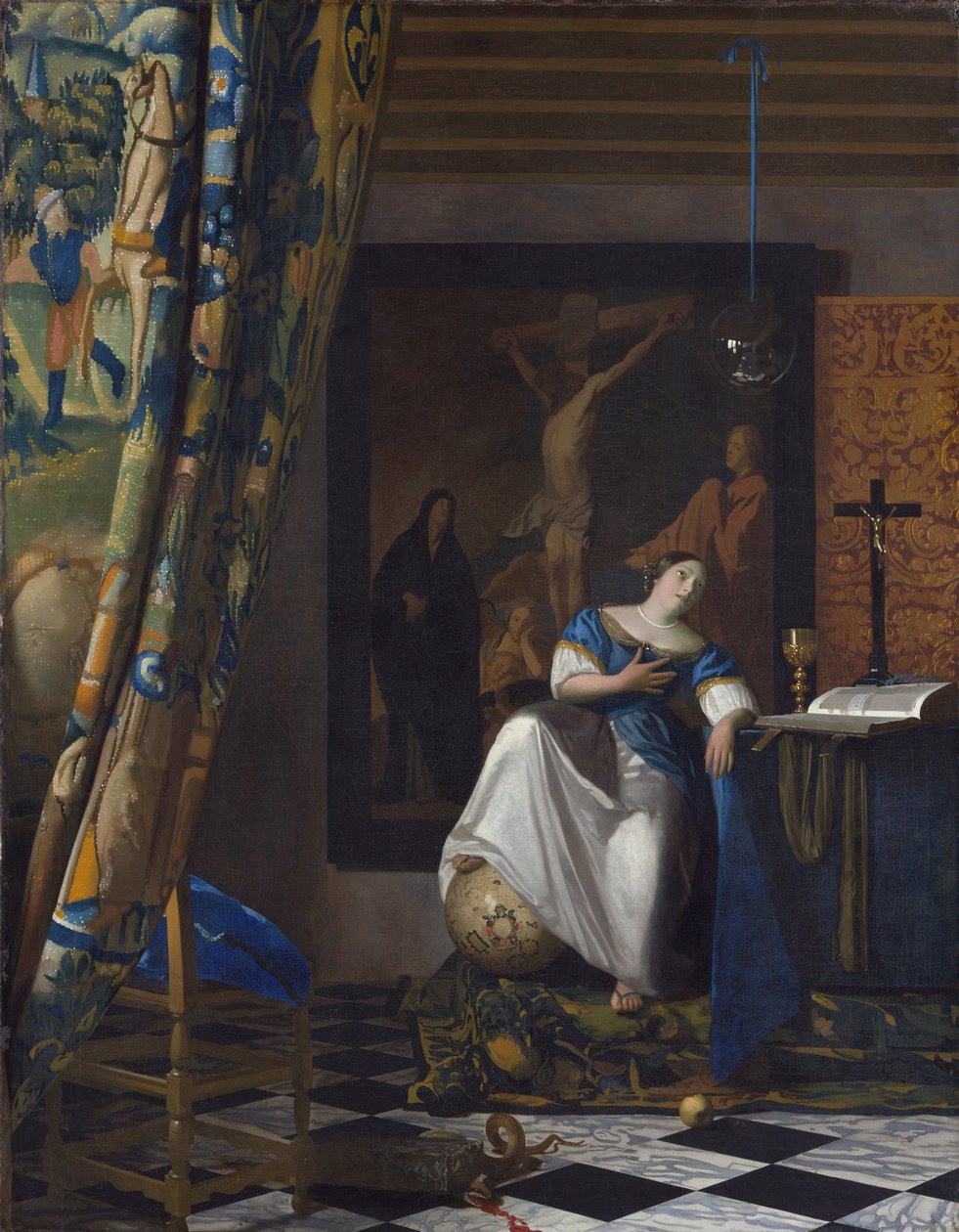 Alegoria da Fé - Pintura de Johannes Vermeer (Vermeer de Delft) (1632-1675), Óleo sobre tela de Johannes Vermeer