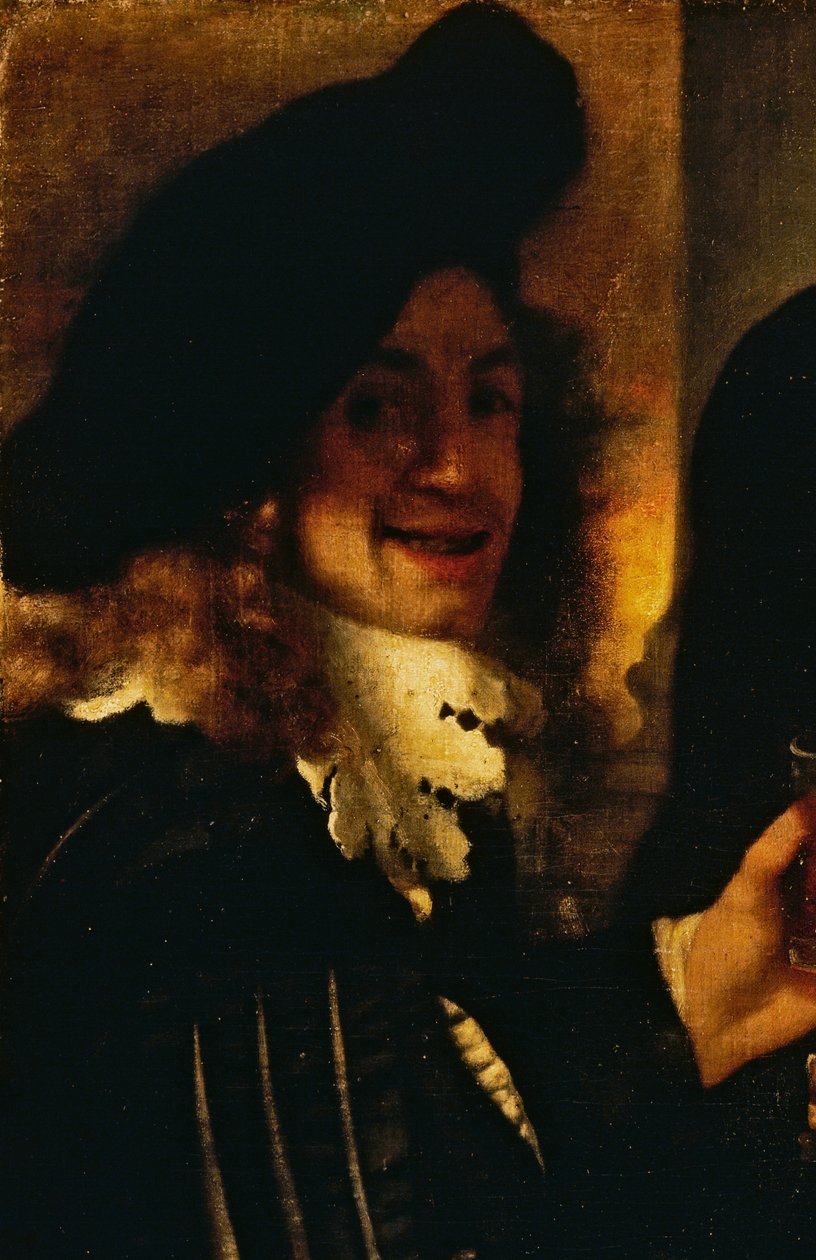 Músico, detalhe de The Procuress de Johannes Vermeer