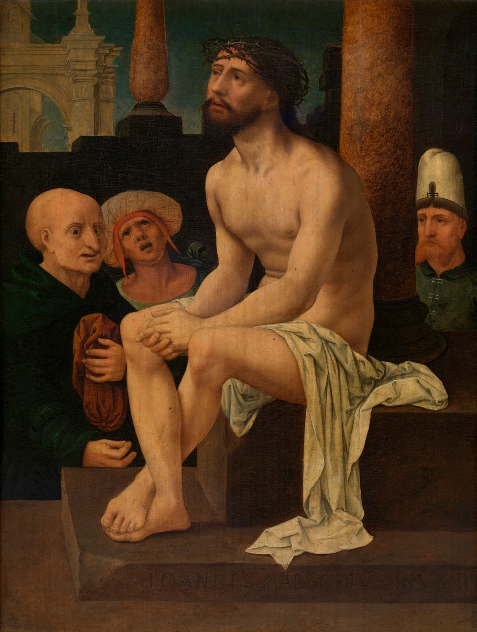 Cristo sentado sobre a Pedra Fria (óleo sobre painel) de Jan (c.1472-c.1533) Gossaert