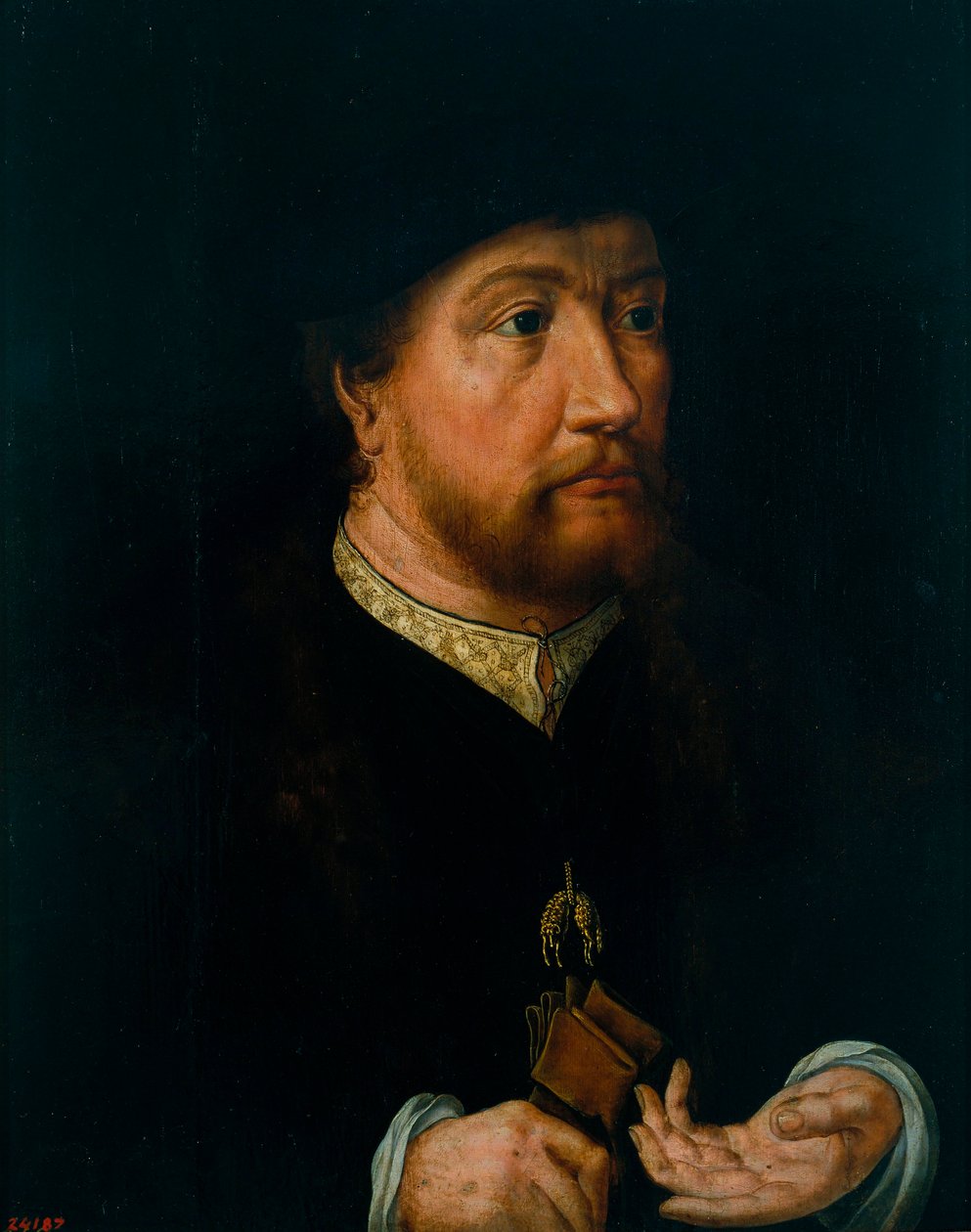Henrique III de Nassau Breda (Nassau-Breda) (1483-1538) - Henrique III de Nassau-Breda - Pintura de Jan Gossaert (ou Gossart, dit Mabuse) (ca. 1478-1532) - ca. 1531 - Óleo sobre madeira - 44x3 - Museu Nacional de Arte da Catalunha, Barcelona de Jan (c.1472 c.1533) Gossaert