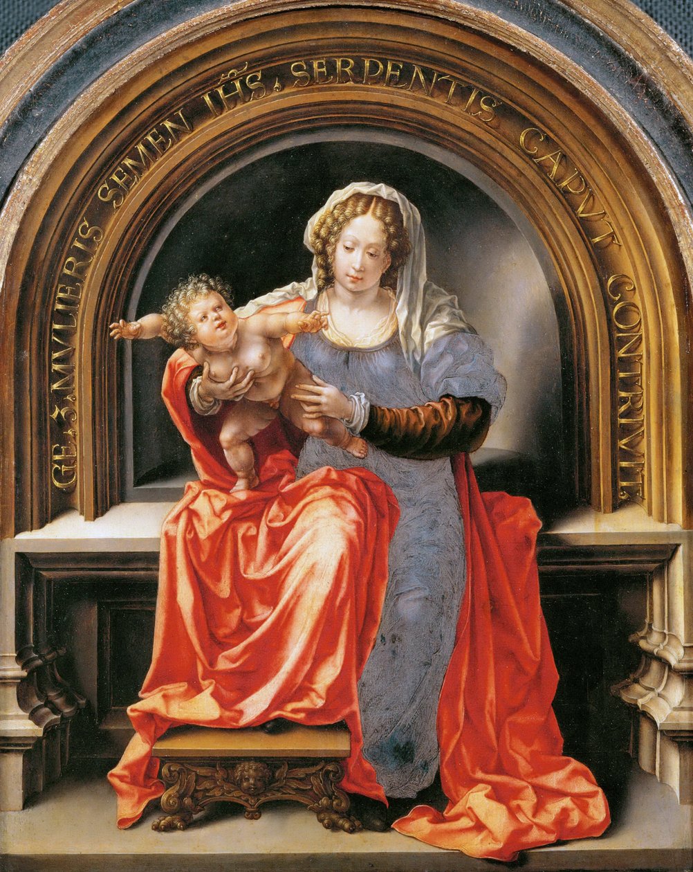 Virgem e Criança - Jan Gossaert (Gossart, dit Mabuse) (ca. 1478-1532). Óleo sobre madeira, cerca de 1526-1527. Dimensão : 30,6x24,5 cm. Museu de História de Arte, Vienne de Jan (c.1472 c.1533) Gossaert