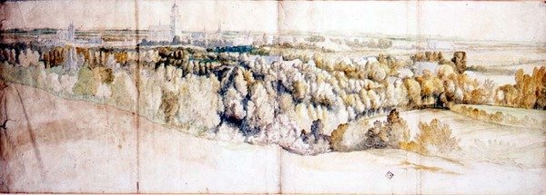 Vista de Arnhem do leste (lápis e aquarela) de Jan (circle of) Siberechts