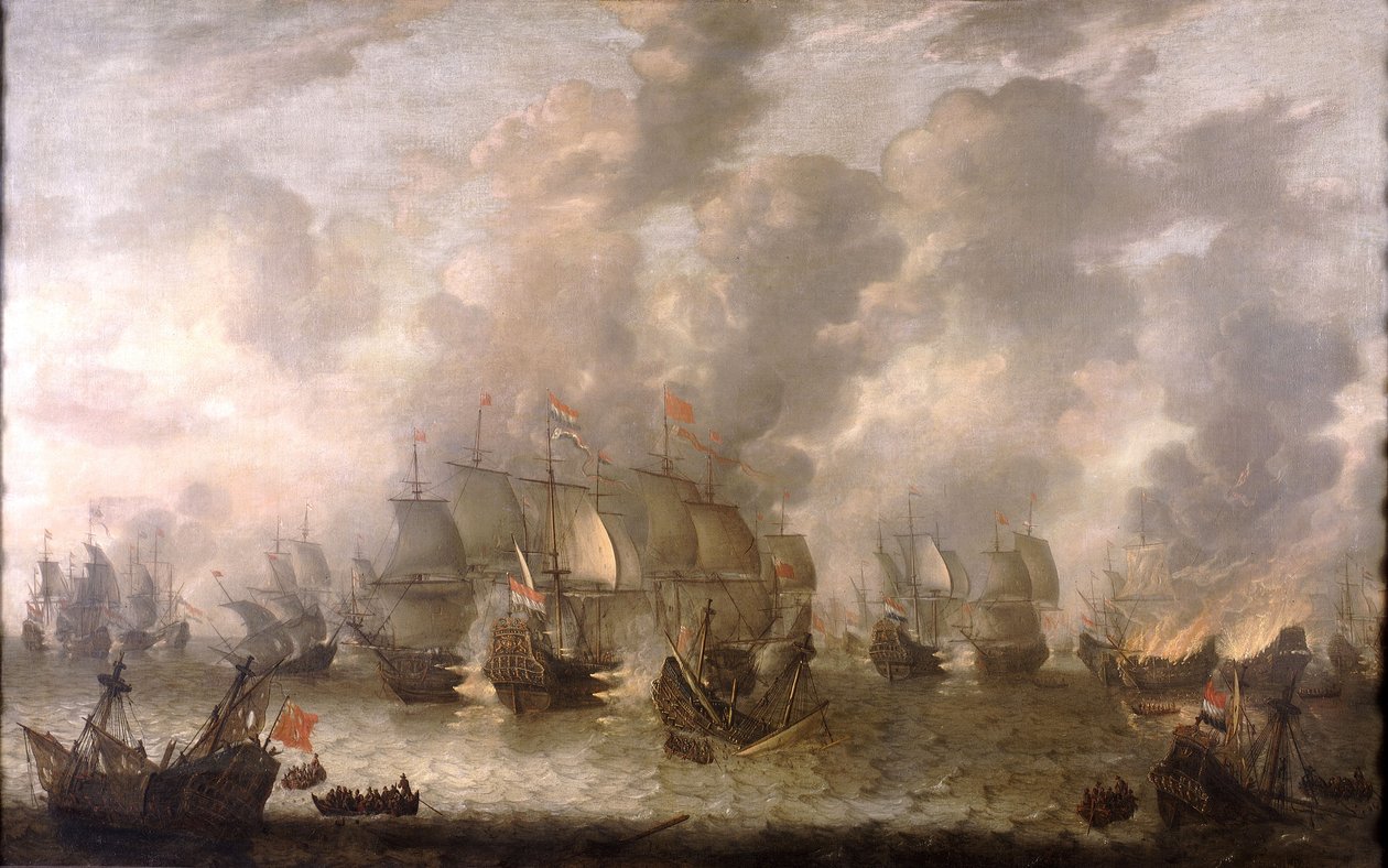A Batalha de Scheveningen, 31 de julho de 1653, c.1654 (óleo sobre tela) de Jan Abrahamsz. Beerstraaten