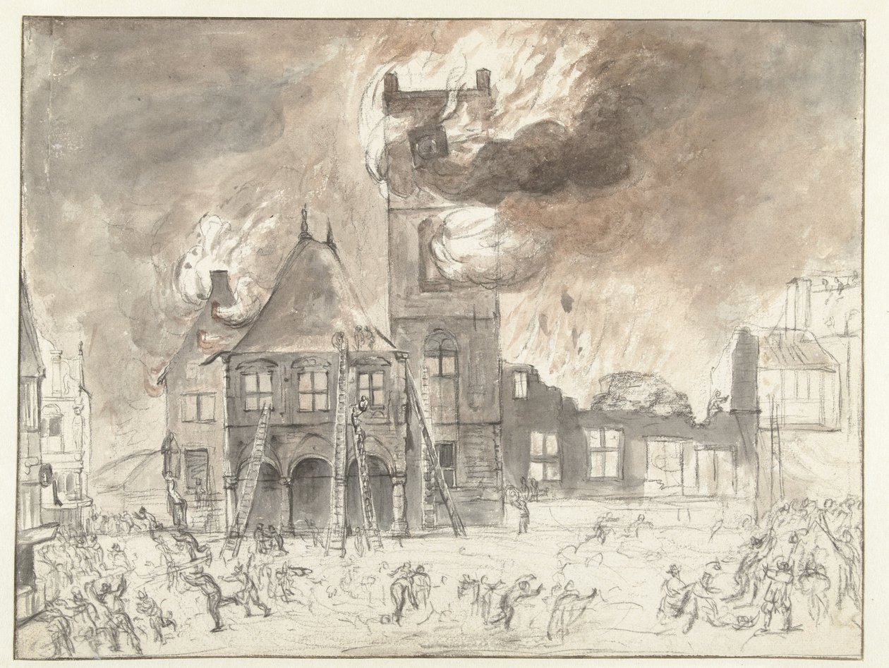 Incêndio na antiga Câmara Municipal de Amesterdão de Jan Abrahamsz. Beerstraten (possibly)