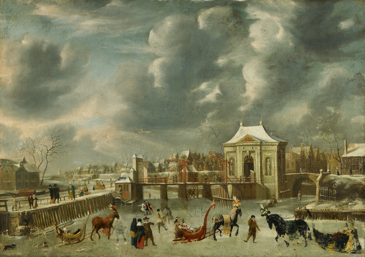 Heiligewegspoort no inverno de Jan Abrahamsz. Beerstraten