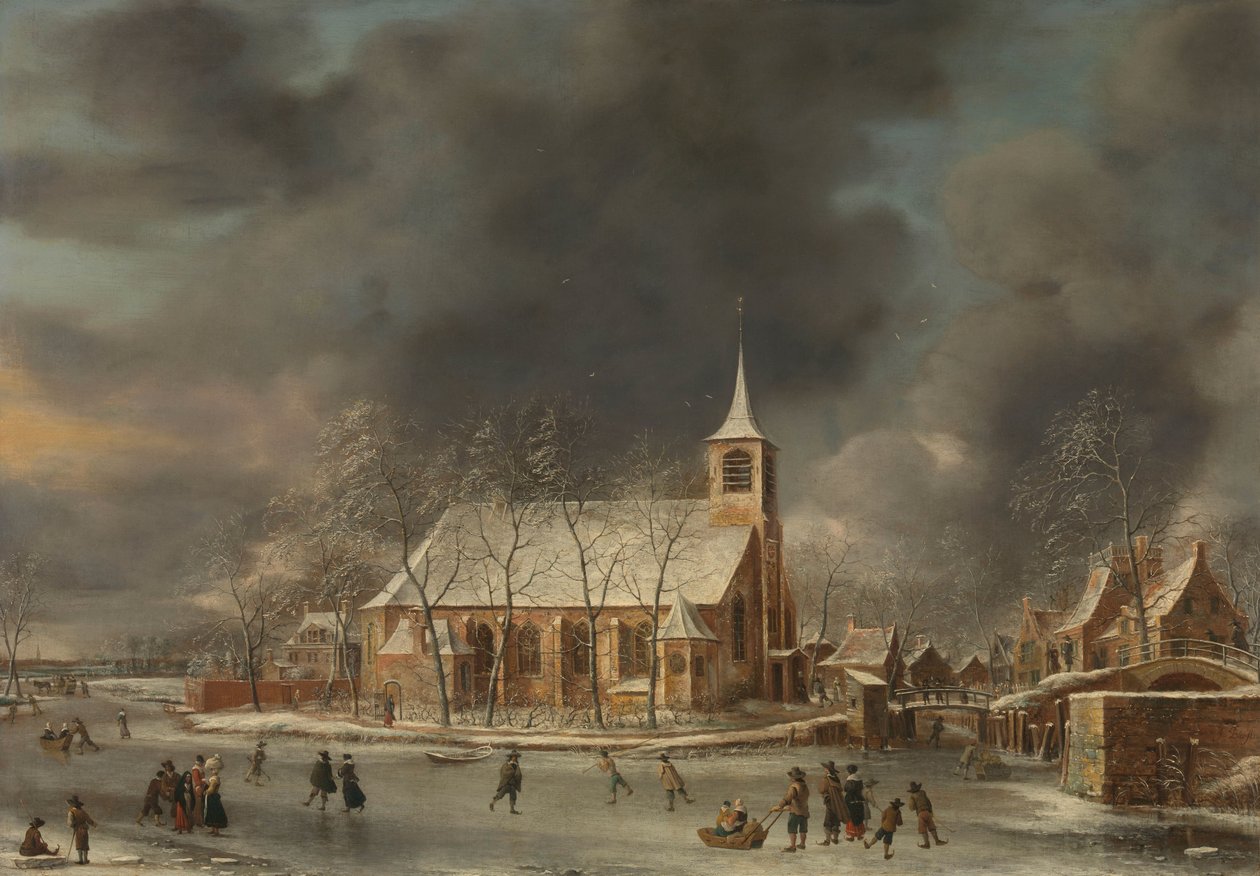 Vista da Igreja de Sloten no Inverno de Jan Abrahamsz. Beerstraten