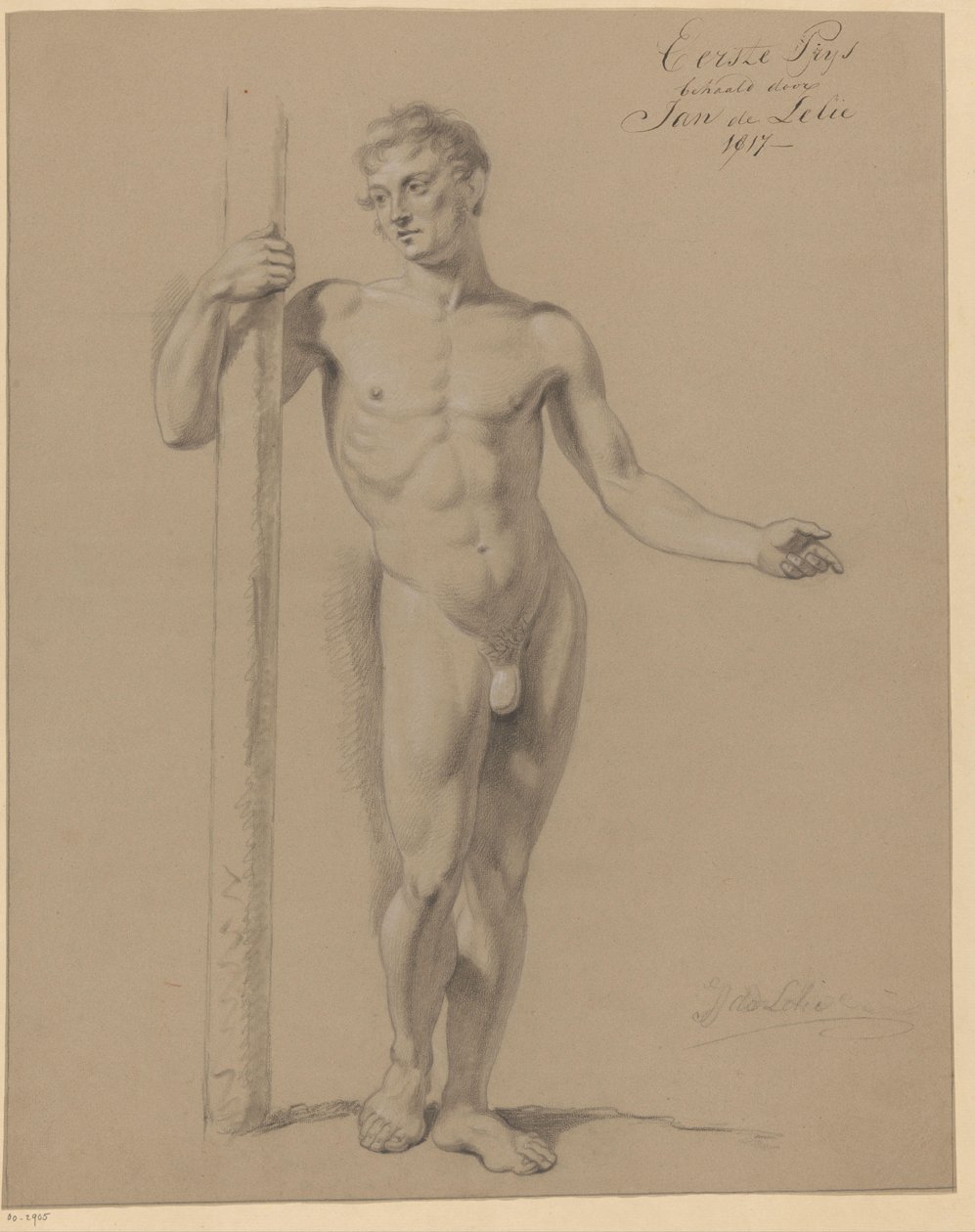 Nu masculino em pé, visto de frente (1º prémio 1817) de Jan Adriaan Antonie de Lelie