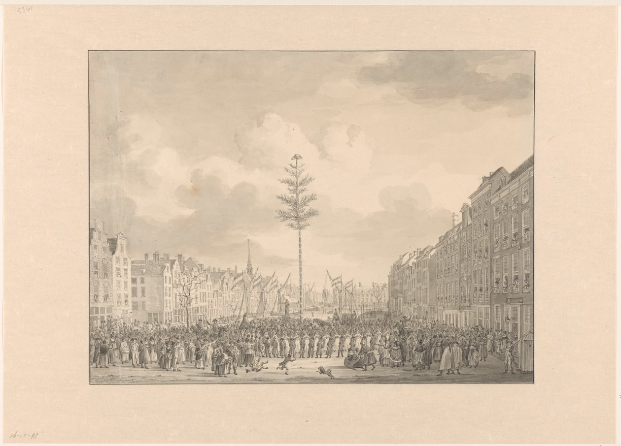 Árvore da liberdade no Grote Markt em Roterdão, 1795 de Jan Anthonie Langendijk Dzn (possibly)