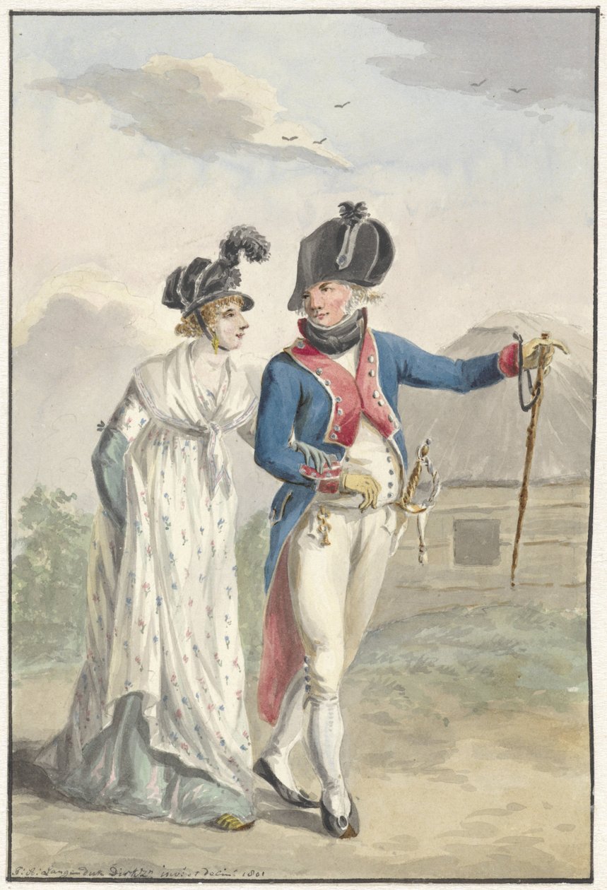 Oficial Bataviano da 1ª Brigada Meio, 1801 de Jan Anthonie Langendijk Dzn