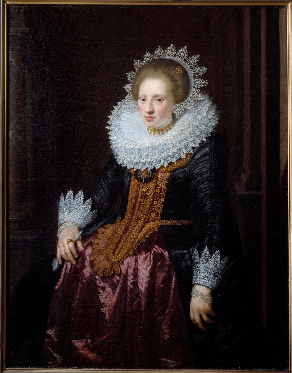 Retrato de Mulher Anteriormente conhecido como Retrato de Madame Vrydags Van Vollenhoven filho Pintura de Jan Van Ravesteyn (1570-1657) (ec.holl.) 1620 Sun. 1,34x1,04 m Lille, Musee des Beaux Arts de Jan Anthonisz. van Ravesteyn