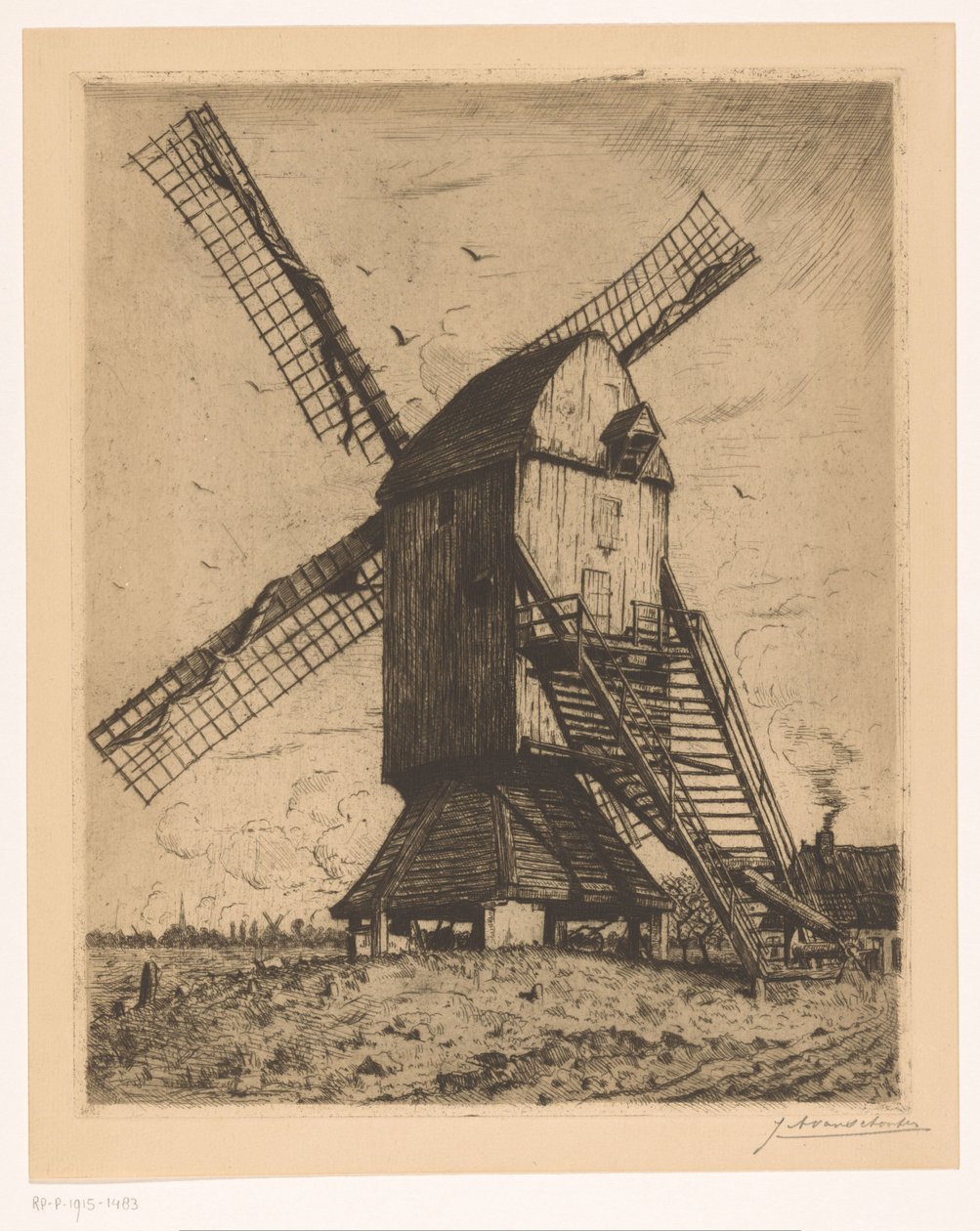 Moinho de Jan Antonius van Schooten (signed by artist)