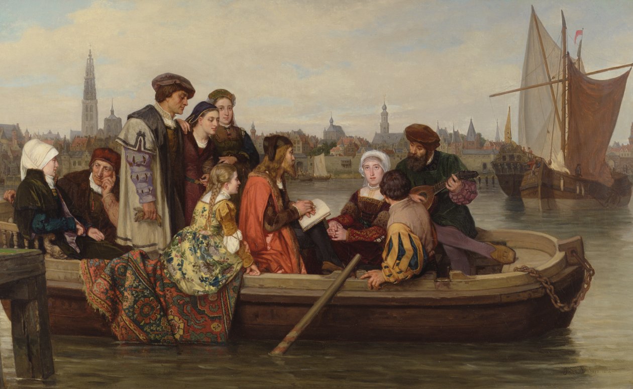 Albrecht Durer Visitando Antuérpia em 1520, 1873 de Jan Antoon Neuhuys