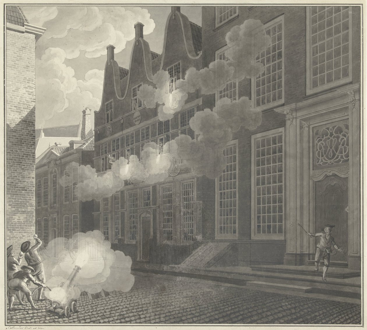 Descasque da casa de Lucas van Steveninck, 1787 de Jan Arends (signed by artist)