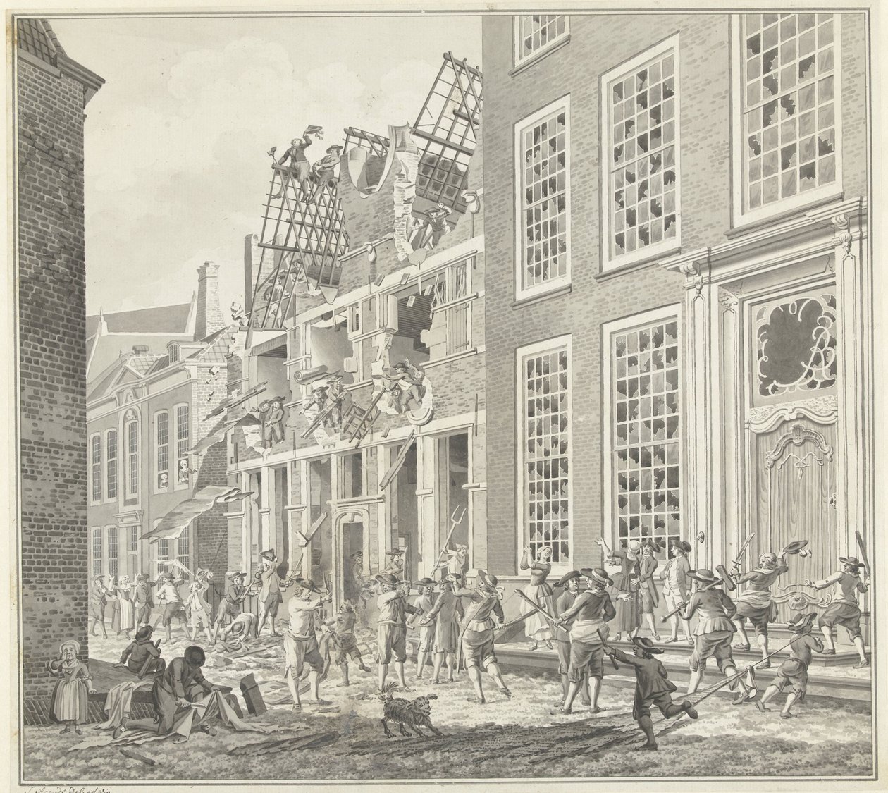 Saquear a casa de Lucas van Steveninck, 1787 de Jan Arends (signed by artist)