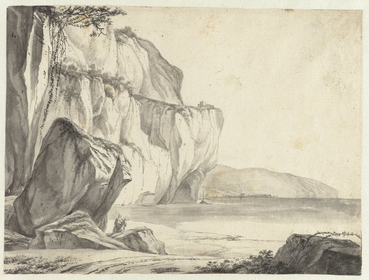 Vista costeira com rochas saindo da água de Jan Asselijn (attributed to)