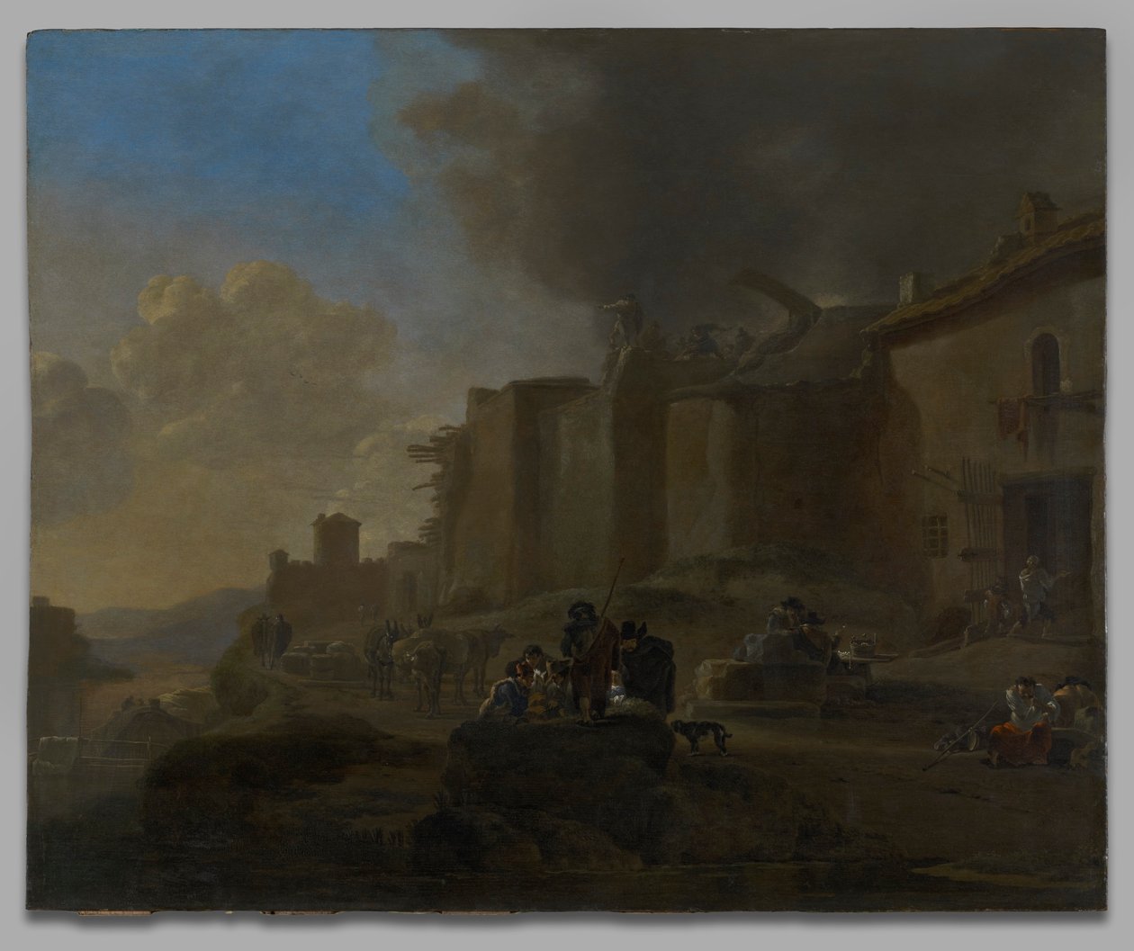 Camponeses junto a uma margem do rio de Jan Asselijn