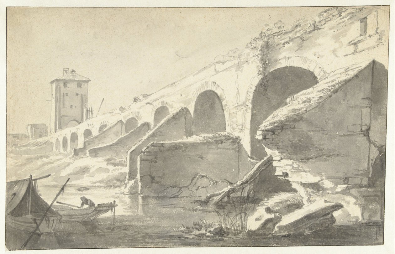 Ponte Molle te Rome (?) de Jan Asselijn