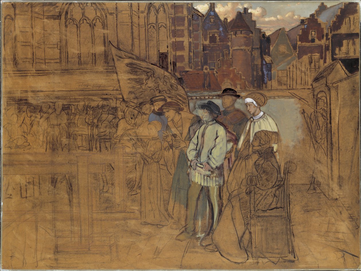 Festa do tiro ao arco em Antuérpia no século XVI, c.1850 de Jan August Hendrik Leys
