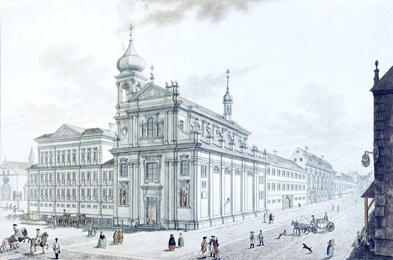 Igreja de Hibernians (franciscanos irlandeses) e Hibernian (Hybernská) Street, 1781 de Jan Balzer