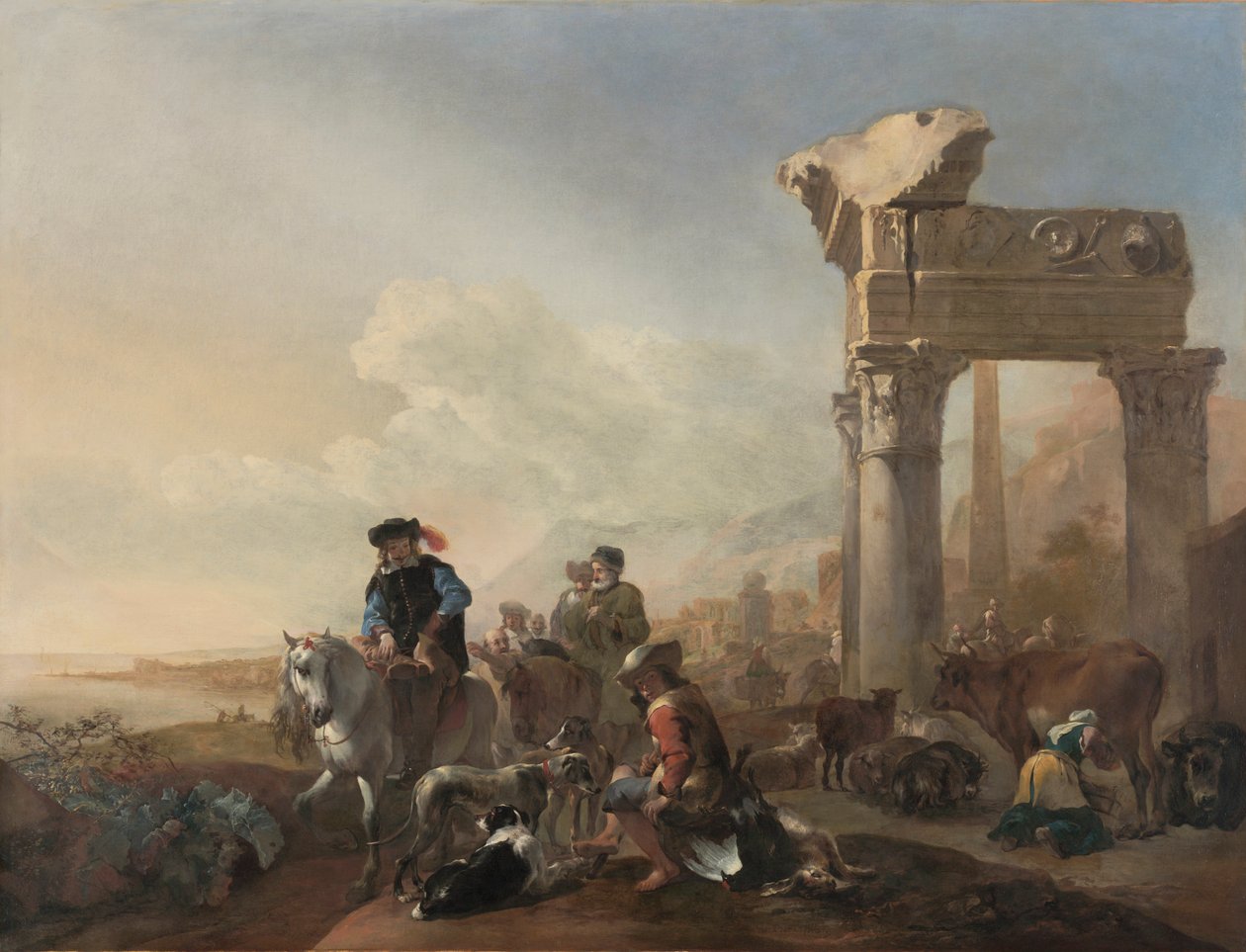 Caçadores perto das ruínas, 1648. de Jan Baptist Weenix