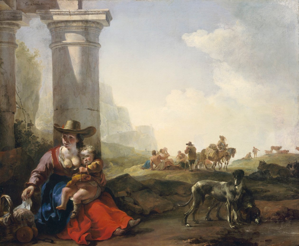 Camponeses italianos em ruínas de Jan Baptist Weenix