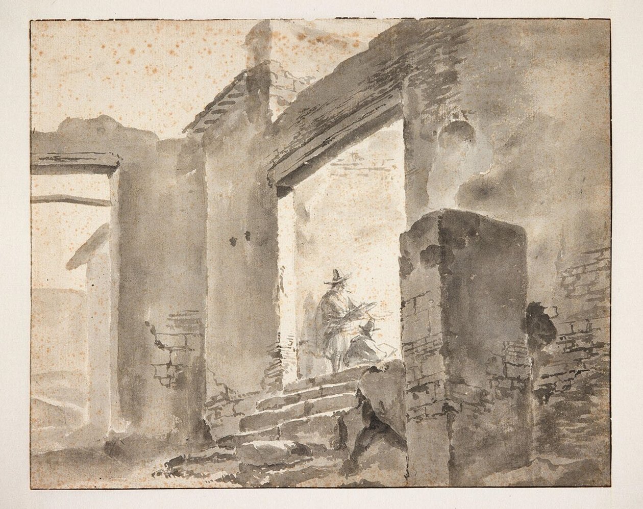 Dois desenhadores numa ruína de Jan Baptist Weenix