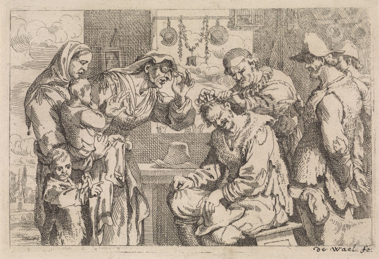O cirurgião da aldeia Várias cenas de gênero (título da série) de Jan Baptist de Wael